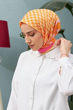 روسری نارنجی پنبه ای İpekhan - کد 681106342