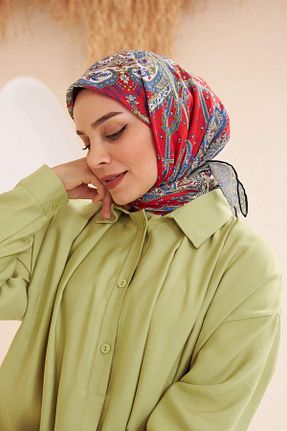 روسری قرمز پنبه پلی استر İpekhan - کد 681106947