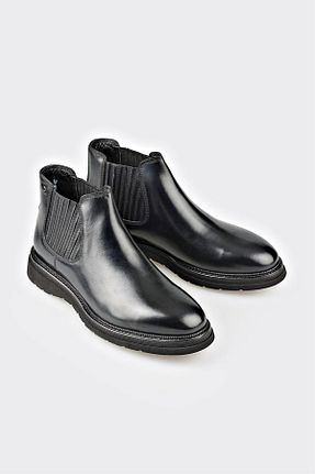 بوت / نیم بوت مشکی مردانه چرم خالص Elle - کد 862702022