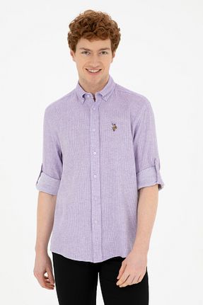 پیراهن بنفش مردانه یقه دکمه دار U.S. Polo Assn. - کد 832991536