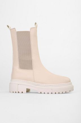 بوت / نیم بوت بژ زنانه چرم مصنوعی Shoeberry - کد 862742845