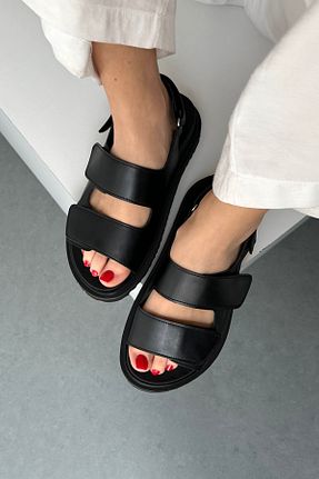 دمپائی مشکی زنانه چرم مصنوعی Mupa Shoes - کد 833680789