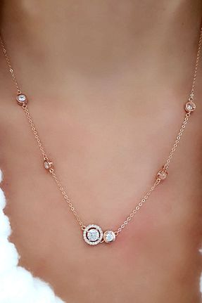 گردنبند نقره طلائی زنانه 925 عیار OSESHOP - کد 279210628
