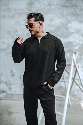 پلیور مشکی مردانه ساده OUTFİT MAN - کد 862738064