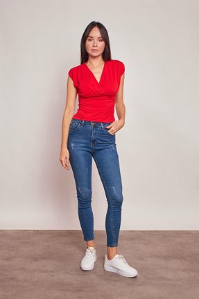بلوز قرمز زنانه ساده Jument - کد 737005301