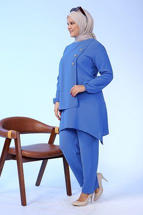 ست بالاتنه و پائین تنه حجاب آبی زنانه Asimetrik Ferace - کد 640466742
