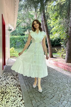 لباس سفید زنانه بافتنی HELİS BUTİK - کد 849437791