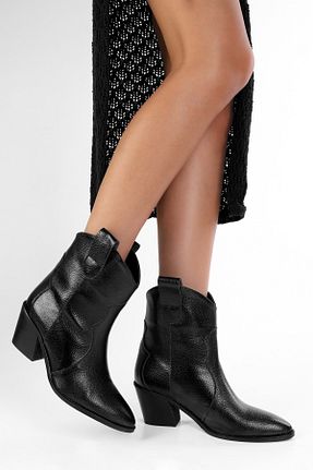 بوت / نیم بوت مشکی زنانه چرم مصنوعی Shoeberry - کد 862767145
