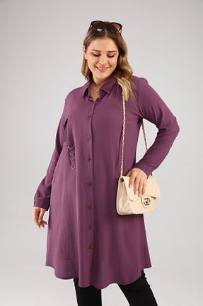 تونیک سایز بزرگ بنفش زنانه بافتنی Ferace - کد 639956921