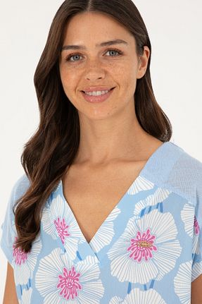 بلوز آبی زنانه ساده U.S. Polo Assn. - کد 844506165