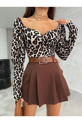 بلوز رنگی زنانه پلنگی BİKELİFE - کد 861033393