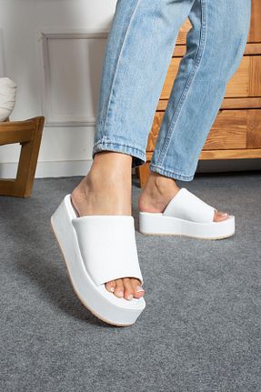 دمپائی سفید زنانه چرم مصنوعی ShoeTek - کد 823538757