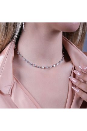 گردنبند نقره طلائی زنانه 925 عیار t b takını bul - کد 862802006