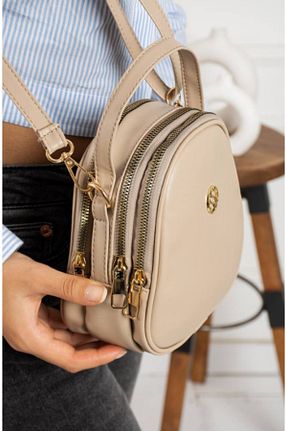 کیف دوشی بژ زنانه چرم مصنوعی eflanmoda - کد 862803213