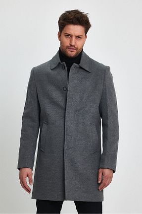 پالتو پشمی طوسی مردانه رگولار TREND KOMBİN - کد 791512763