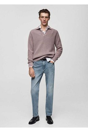 شلوار جین آبی مردانه رگولار MANGO Man - کد 862819521