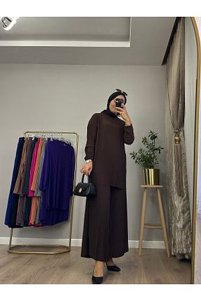 ست بالاتنه و پائین تنه قهوه ای زنانه پنبه پلی استر GOFRE - کد 862908463