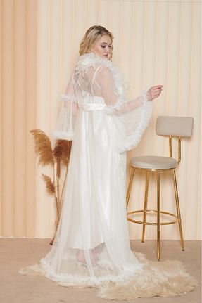 ربدوشام سفید زنانه ساتن Limas lingerie - کد 862990054