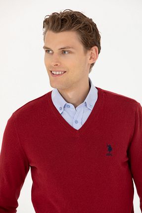 پلیور زرشکی مردانه ساده U.S. Polo Assn. - کد 834786271