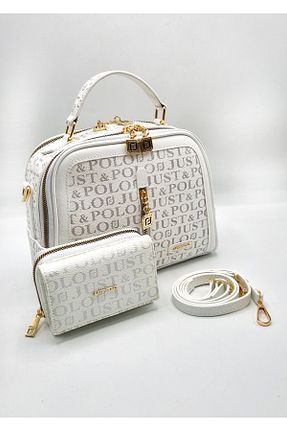 کیف دوشی سفید زنانه چرم مصنوعی Just Polo - کد 863083356