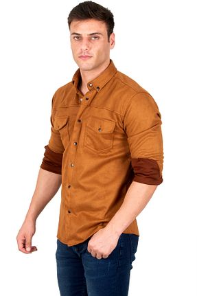 پیراهن قهوه ای مردانه اورسایز DeepSea - کد 772557639
