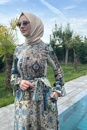 لباس حجاب نارنجی زنانه رگولار Rabia Şamlı - کد 345886875