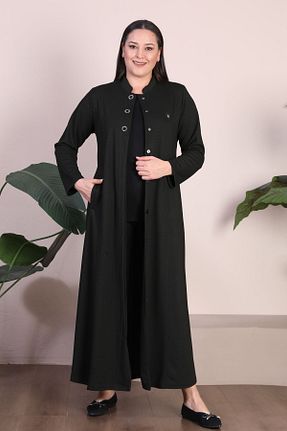 مانتو بلند حجاب خاکی زنانه مخلوط ویسکون Ferace - کد 788945481