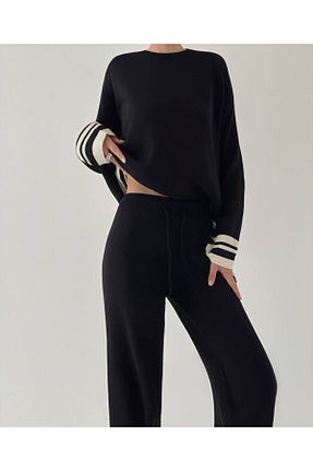 ست بالاتنه و پائین تنه مشکی زنانه تریکو Abalı - کد 863046585