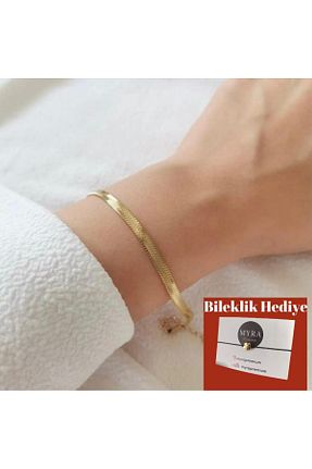 دستبند استیل (فولاد) طلائی زنانه استیل (فولاد) Myra - کد 818114904