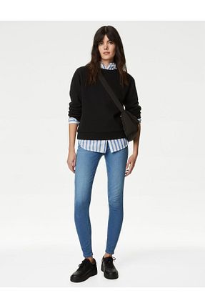 شلوار جین سرمه ای زنانه پاچه ساده Marks & Spencer - کد 815873902