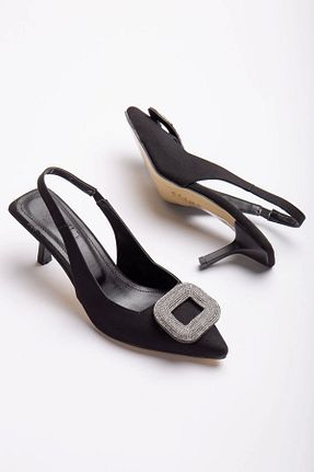 کفش پاشنه بلند کلاسیک مشکی زنانه ساتن GULT - کد 717266555