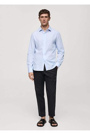 پیراهن آبی مردانه رگولار MANGO Man - کد 834905499