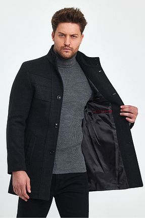 پالتو پشمی طوسی مردانه Mono Kapama TREND KOMBİN - کد 805370301