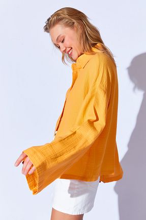 پیراهن نارنجی زنانه اورسایز Manche - کد 856389144
