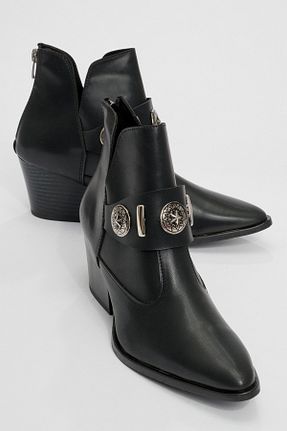 بوت / نیم بوت مشکی زنانه چرم مصنوعی luvishoes - کد 863114533