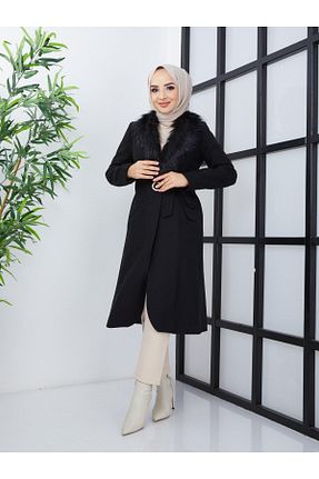 پالتو پشمی مشکی زنانه Relaxed popibutik - کد 863128490