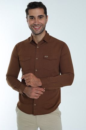 پیراهن قهوه ای مردانه اسلیم فیت Cordial - کد 863127906