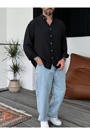 پیراهن مشکی مردانه اورسایز BYBASICMAN - کد 863143191
