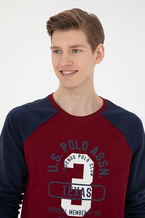 سوئیشرت زرشکی مردانه ساده U.S. Polo Assn. - کد 838796875