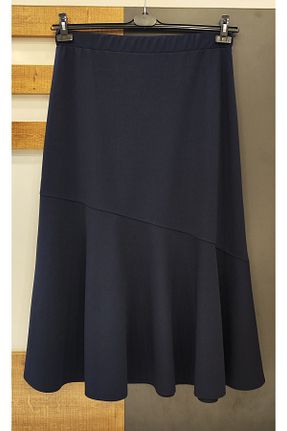 دامن سایز بزرگ سرمه ای زنانه لیکرا MODA MAÇKA PARK - کد 863180778