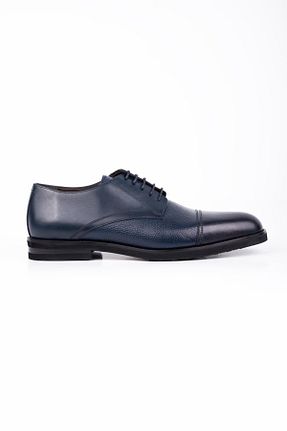 کفش کلاسیک سرمه ای مردانه چرم خالص İmza - کد 863186263