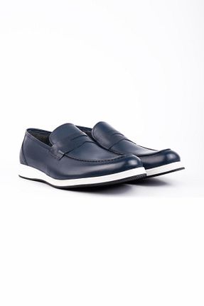 کفش کلاسیک سرمه ای مردانه چرم خالص İmza - کد 863179680