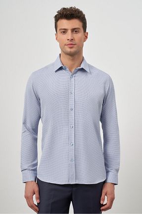 پیراهن آبی مردانه اسلیم فیت İmza - کد 863191274