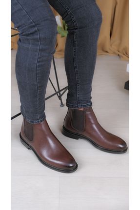 بوت / نیم بوت قهوه ای مردانه چرم خالص Leathermens - کد 858978414