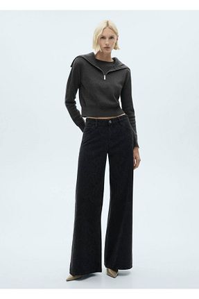 شلوار جین مشکی زنانه رگولار MANGO - کد 863186502