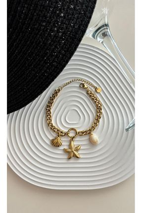 دستبند استیل (فولاد) طلائی زنانه استیل (فولاد) Çelik - کد 863204323