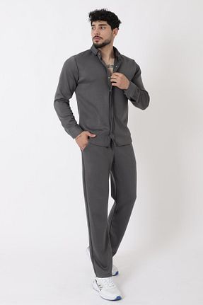 ست بالاتنه و پائین تنه طوسی مردانه بافتنی Stilkombin - کد 863262035