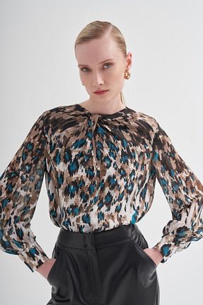 بلوز متالیک زنانه پلنگی BİRELİN - کد 863327259