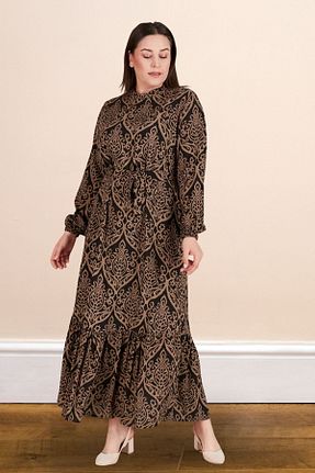 لباس حجاب قهوه ای زنانه سایز بزرگ Ferace - کد 828852877