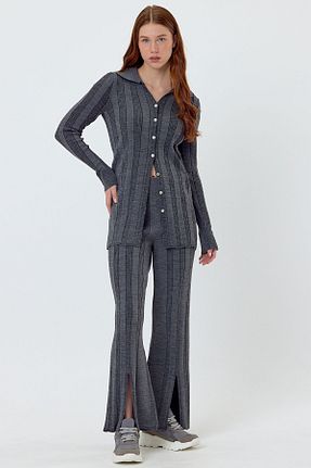 ست بالاتنه و پائین تنه طوسی زنانه تریکو SHERIN - کد 448156303
